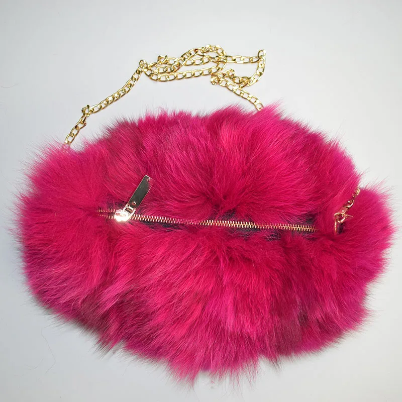 fox fur handmuff hot pink
