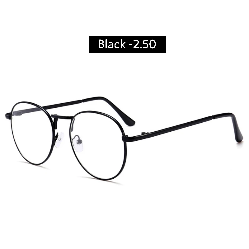 Iboode Ретро близорукие очки линзы металлические очки близорукость-1,00-1,50-2,00-2,50-3,00-3,50-4,00-диоптрий унисекс близорукие очки - Цвет оправы: Black -2.50