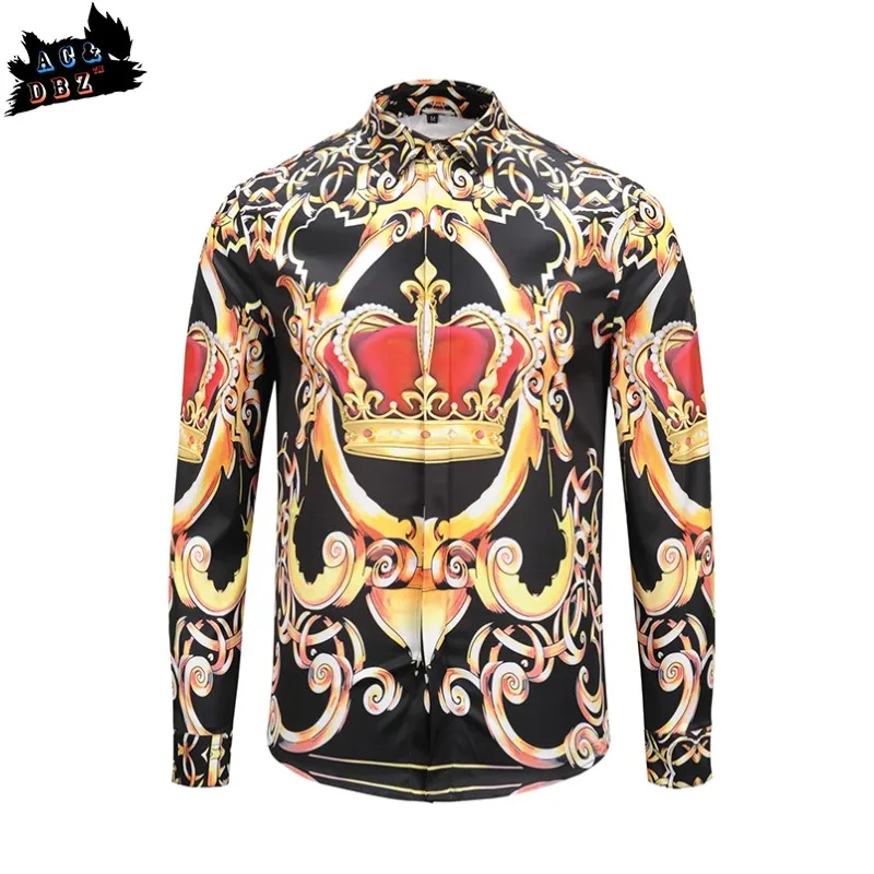 AC&DBZ men's fashion show shirts Court style crown print shirts Luxury ...
