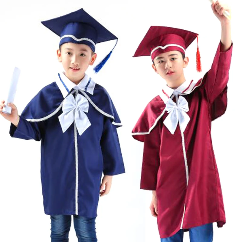 

Academic Bachelor Gown School Uniforms Graduated Bachelor Suits and Dr cap for Kindergarten Kids Primary School Student Cosplay