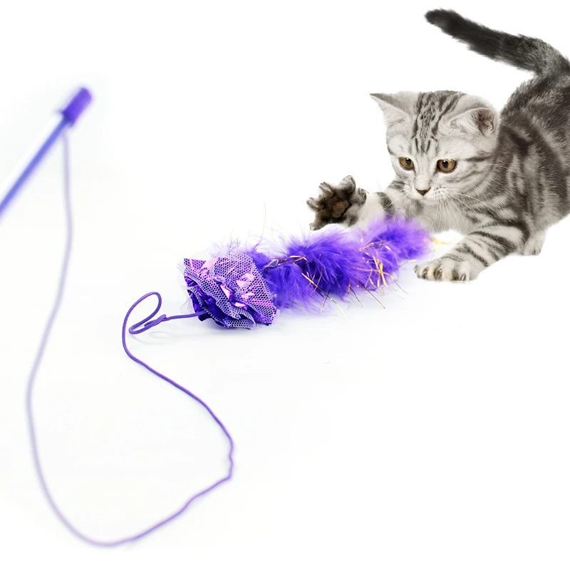 Домашние игрушки для кошек палочка-Дразнилка с перьями наборы забавная мышь сизаль Мячи подарок кошка котенок интерактивные игрушки