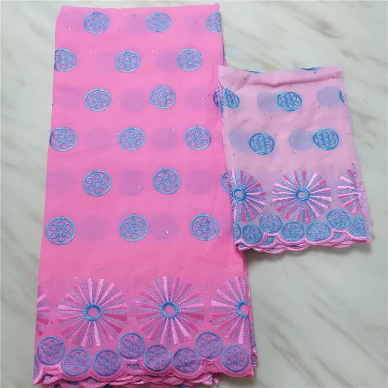 

Factory price India cotton fabric 2019 High Quality Swiss Voile Lace With Stones embroidery African Pink Lace for woman