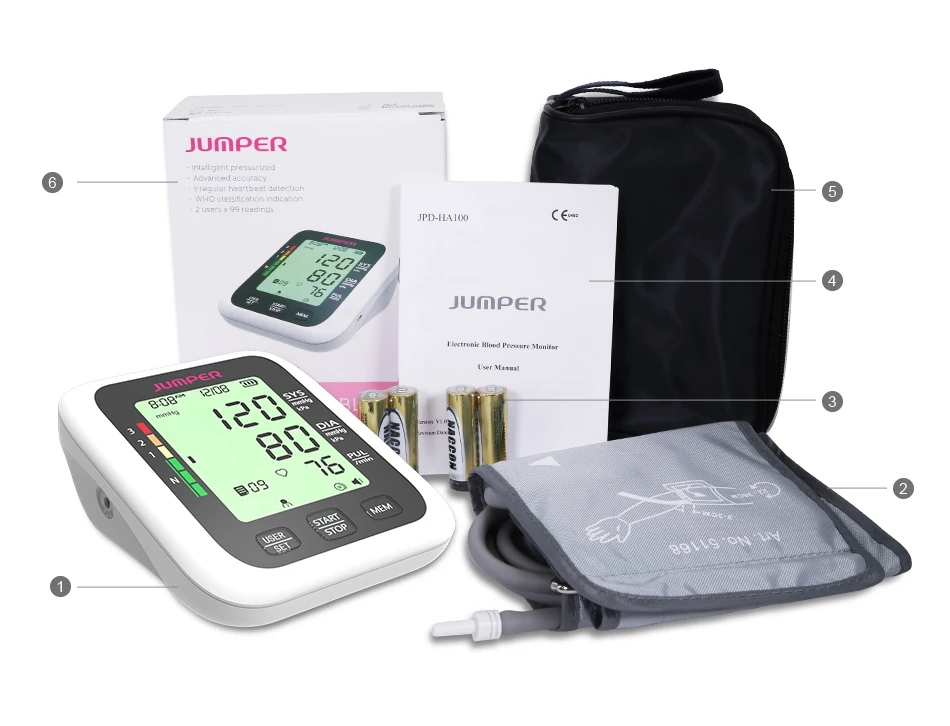 Portable Digital Upper Arm Blood Pressure Monitor Heartbeat test Health care monitor Cuff Tonometer (5)