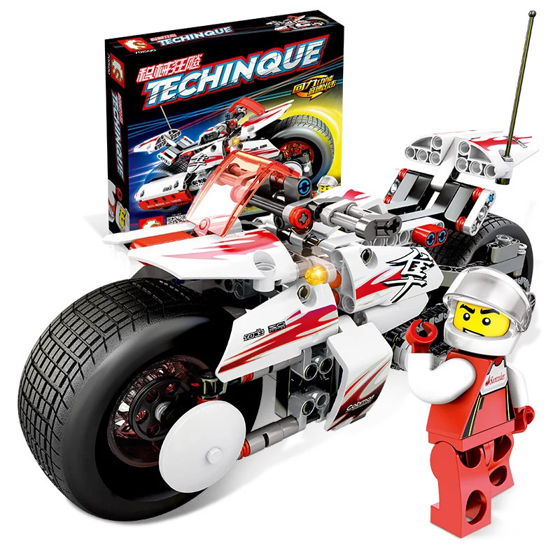 

392Pcs Technic Series Sports Racing Motorcycle Compatible Legoings City Technical Creator DIY Bricks Enlighten Toys for Children