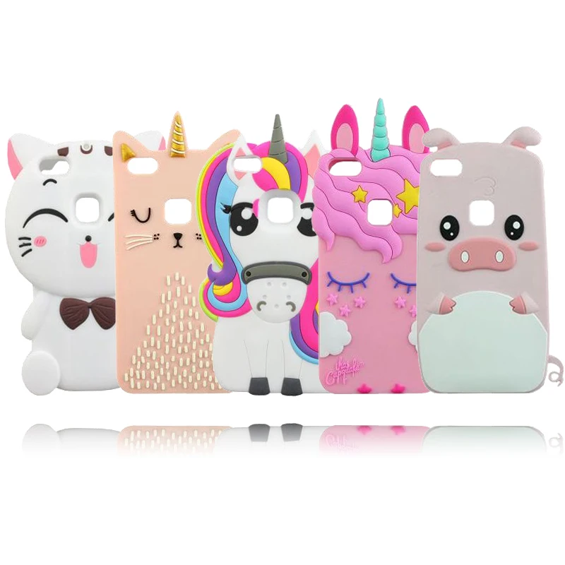 

Hot Selling Cat Unicorn Minnie Pig Cartoon Silicone 3D Soft Case Cover For Huawei P10 Lite 5.2"