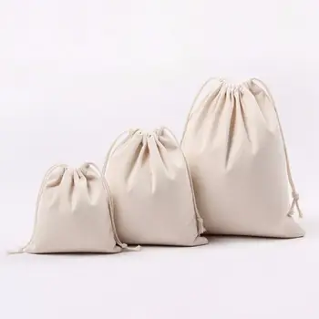 

Shopping Bag Cotton Linen Storage Package Bags Handmade Cotton Drawstring Bag Men Women Travel Packing organizer Bag Gift Pouch