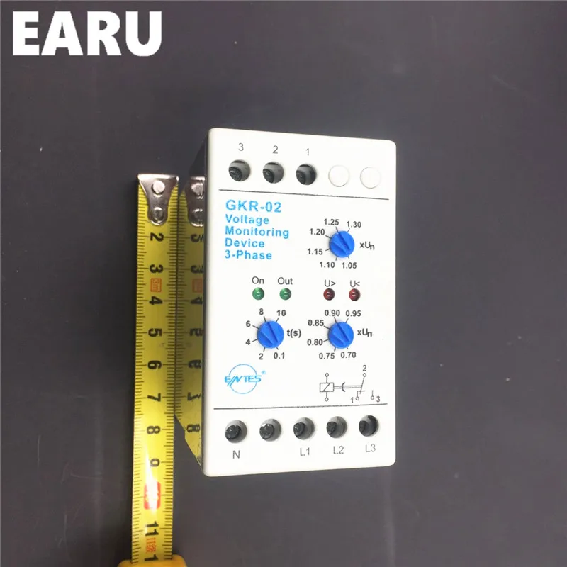GKR-02 устройство контроля напряжения реле GKR-02 фазового сбоя и реле защиты фазовой последовательности для защиты двигателя на din-рейке