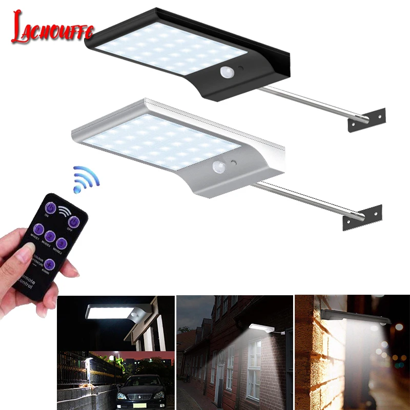 

36/48 leds Solar Light Color Adjustable With Remote Control 3 Modes Waterproof Wall Lights Lamp For Outdoor Garden Wall Street