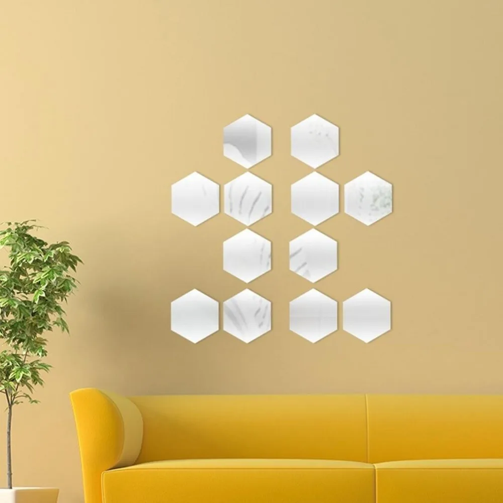 Mirror Wall Sticker Removable DIY 3D Mirrors Wall Vinyl Decal Acrylic