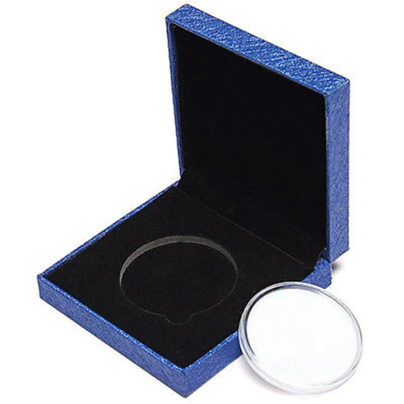 

Mayitr Blue Coin Organizer Medal Presentation Display Box Adjust Case with Capsule For Money Collection