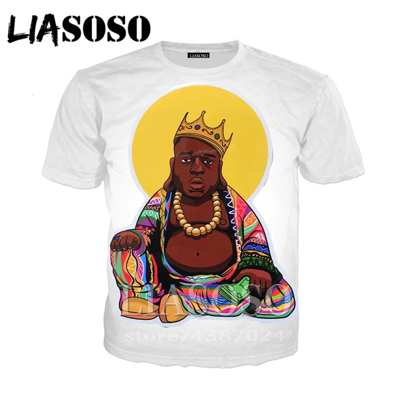 LIASOSO/женская футболка в стиле аниме Biggie Small модная хип хоп homme 3d принт веселое Harajuku