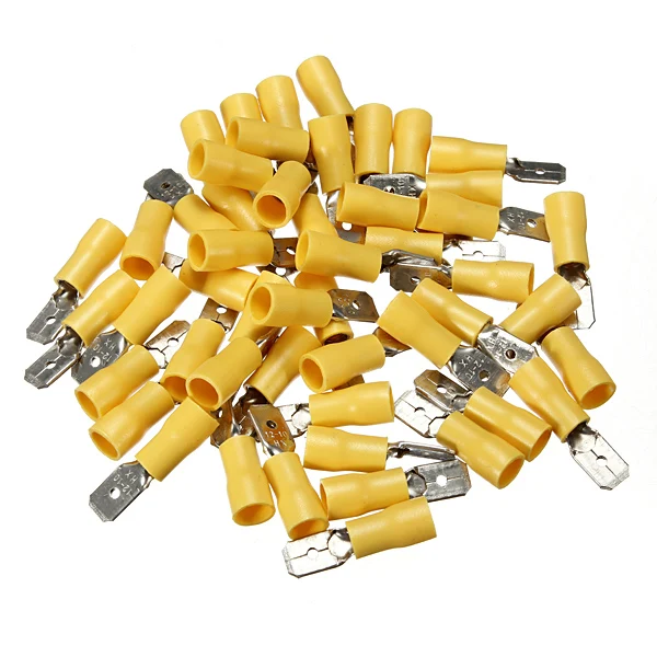 

100pcs 12-10AWG Male & Female Insulated Spade Crimp Terminal Quick Wire Connector Yellow Insulated Spade Connectors