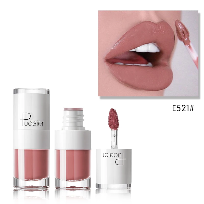 

Pudaie Makeup16 color small white bottle Matte lip gloss Lasting Moisturizing Waterproof Non-stick Cup Lipgloss