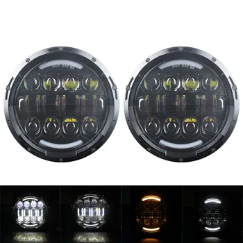 

LED Headlight 2 Pcs 7Inch Turn Signal Lamp DRL LED Daytime Running Light and cover for Lada Niva 4x4 Car for Jeep Wrangler