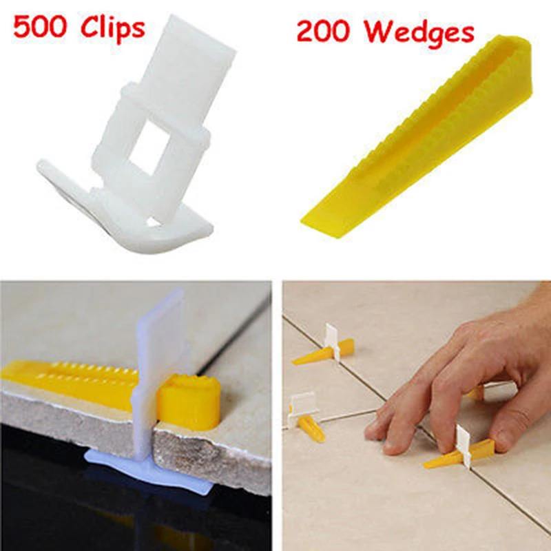 700 Tile Leveling System - 500 Clips + 200 Wedges - Tile Leveler Spacers Lippage For Tiling Tools