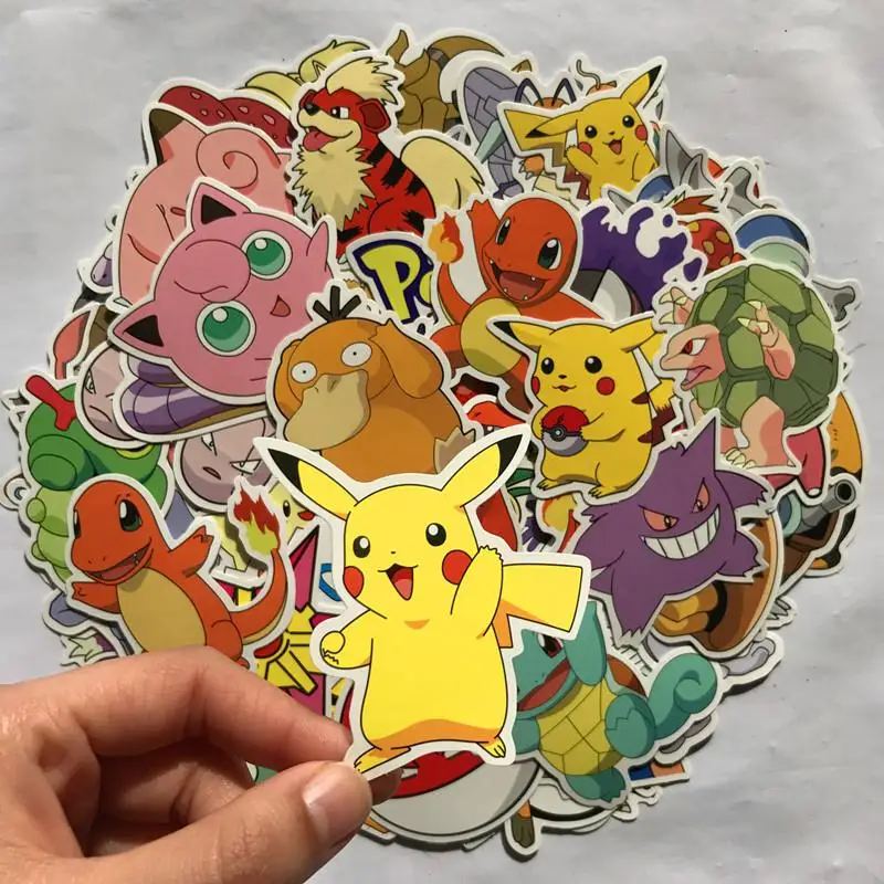 

80pcs/Lot No-Repeat PikaQ Cartoon Stickers For Laptop Doodle pvc Anime Phone Luggage Notebook Skateboard Snowboard Car Sticker