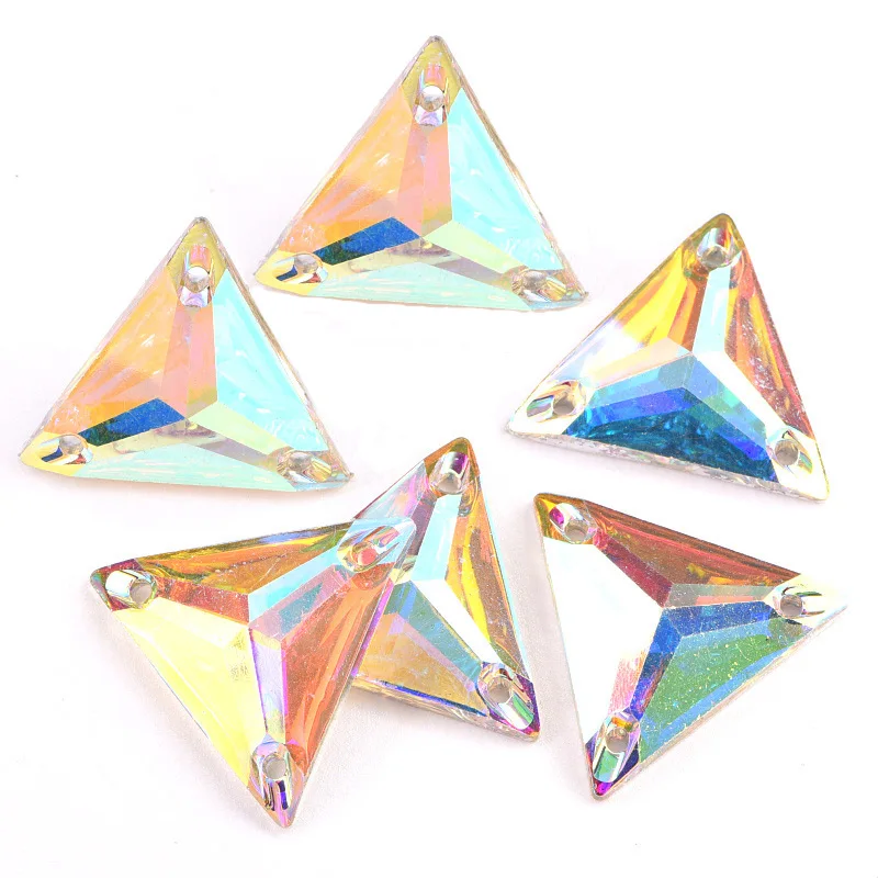 16mm 22mm Clear Crystal AB Triangle Shape Resin Sew on Rhinestones Flatback Sewing Stones For Clothes Y3618|stone headstone|stone lampstone top |