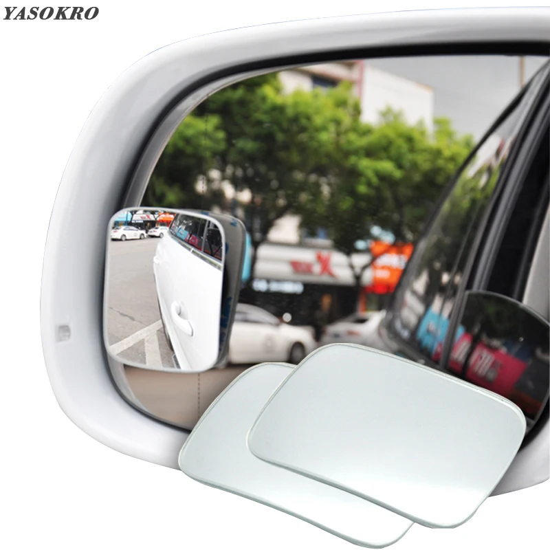 

YASOKRO 1 Pair 360 Rotation Adjustable Wide Angle Mirror Blind Spot Mirror square Convex Rearview Mirror Car mirror Universal