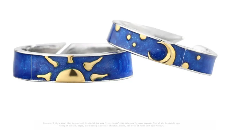 Настоящее 925 пробы Серебряное кольцо с эмалью, регулируемые обручальные кольца, кольца для пар, роскошные кольца для мужчин и женщин, ювелирные изделия для влюбленных