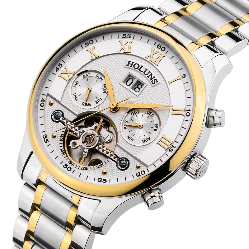 

Luxury HOLUNS tourbillon watch men sapphire Stainless steel waterproof date week Automatic machine watch relogio masculine