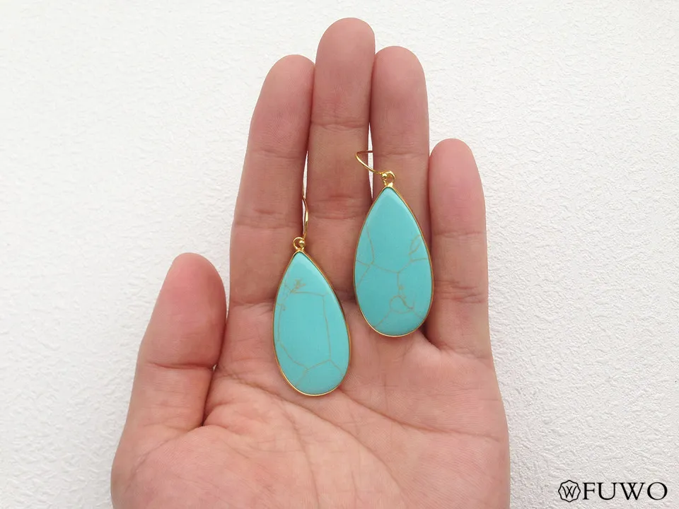 Turquoise triangle arrow kite tear shape natural stone drop earrings 10