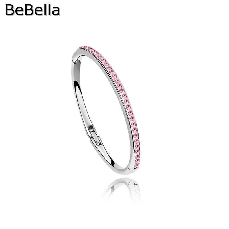 BeBella 1800050 Кристалл Тонкий браслет Сделано с чешскими кристаллами для женщин девочек Рождественский подарок - Окраска металла: Light Rose