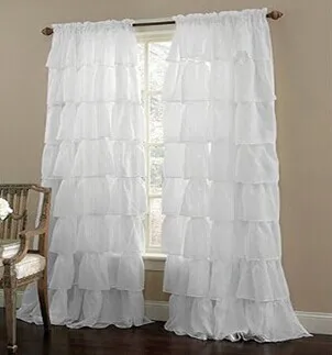 

Morden Multi-layer Curtain for Girl's Bedroom White Green Pink lace Sheer tulle princess Curtain customize cortinas for window