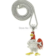 New Iced Out Rooster Pendants Hip Hoop style Necklace