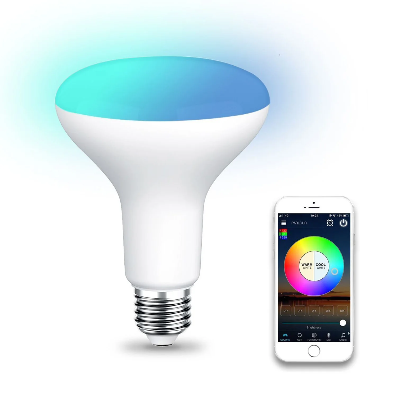 Wi-Fi BR30 светодиодный Лампа накаливания, перестраиваемый белый и Цвет изменение Smart лампа накаливания, совместимый с Alexa и Google дома As