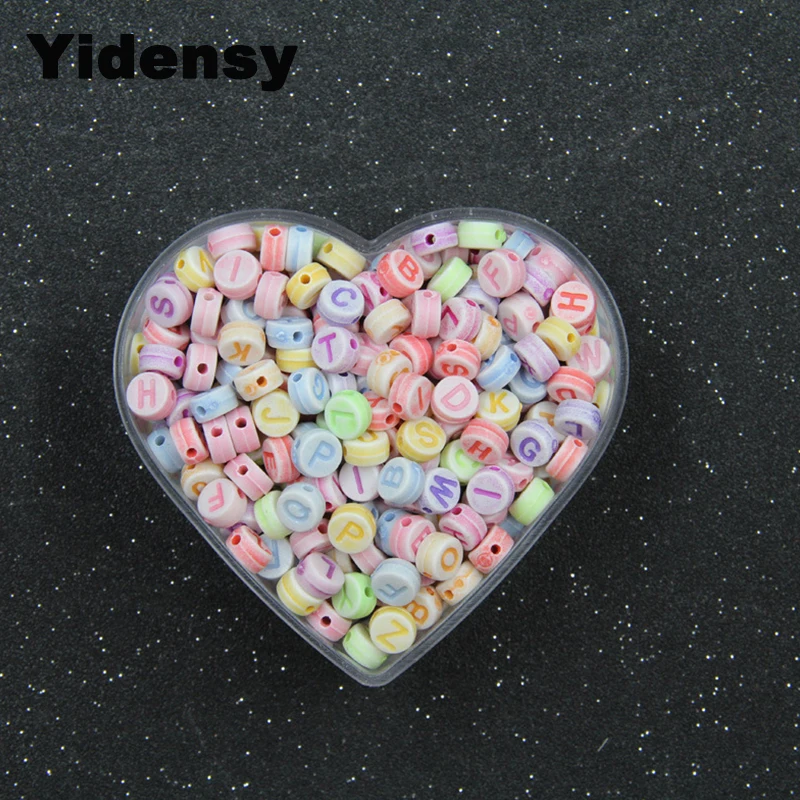 

Yidensy 100pcs Mixed Color Beads 10mm Letter Alphabet Flat Round Loose Spacer Beads for Necklace Bracelet DIY Jewelry Findings