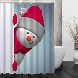 На заказ Рождественский милый снеговик дизайн Современная душевая занавеска 3D водостойкая полиэфирная ткань банная занавеска 12 крючков