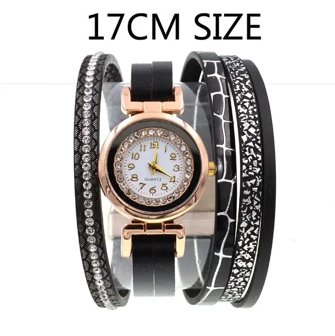Black 17CM SIZE WELLMORE стиль черный/белая кожа часы-браслет модные и повседневные кварцевые Наручные часы для женщин - Цвет: Black 17CM SIZE