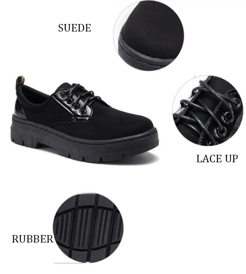 COOTELILI Casual Suede Oxford Shoes For Women Winter Autumn Platform Flat Shoes Women Lace-Up Ladies Flat Shoes 35-39     (12)