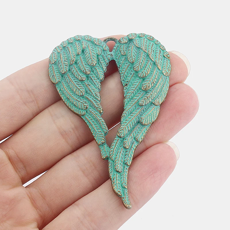 

3PCS Antique Bronze Large Angle Wings Feather Charms Pendants for DIY Necklace Making Jewelry Findings 67x47mm