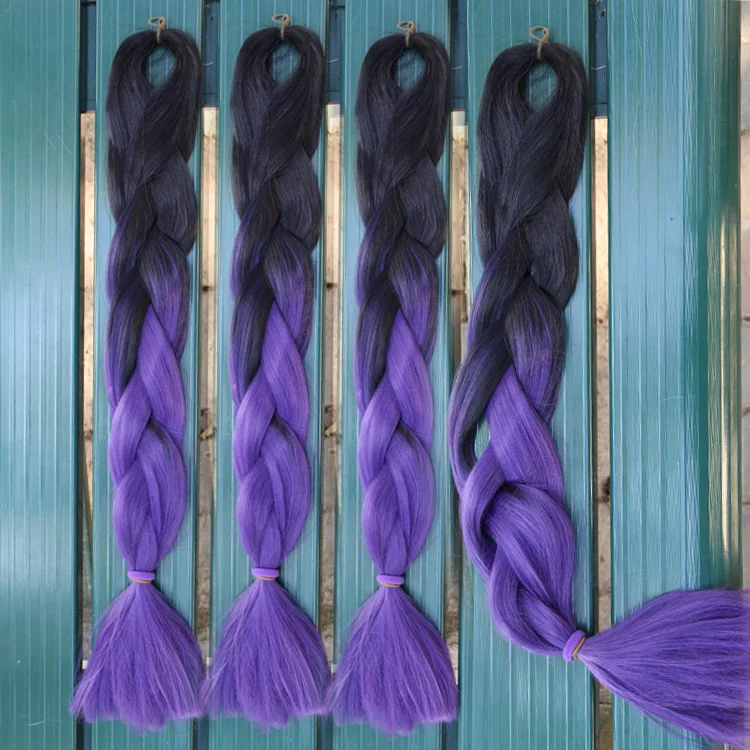 purple braiding hair box braid extensions 24inch 5pcs purple ombre