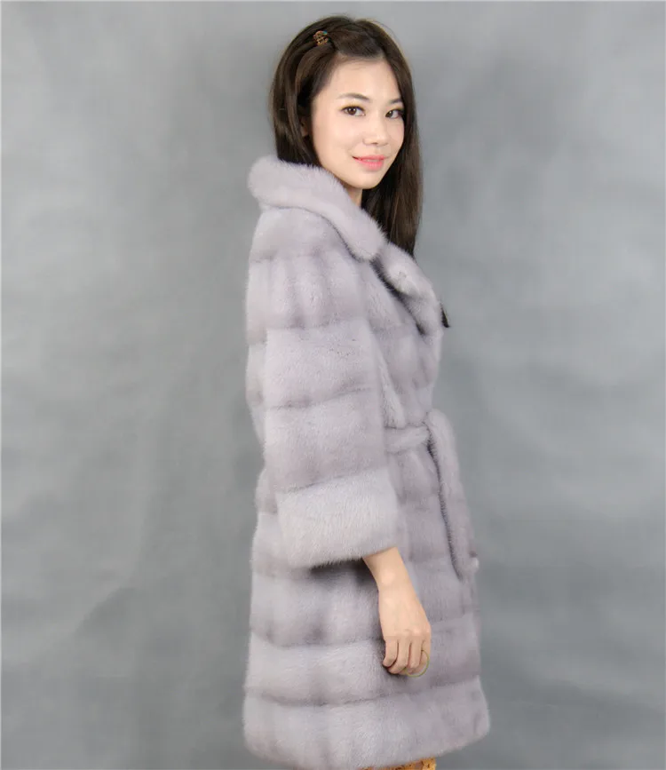 Sale Genuine mink fur coat with  turn-down collar light color 100% natural mink fur coa t2019 1