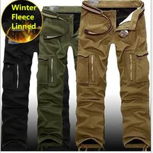 29-40 Plus größe Männer Cargohose Winter Dicke Warme Hosen Ganzkörperansicht Mehrfach Casual Militärische Baggy Taktische hosen