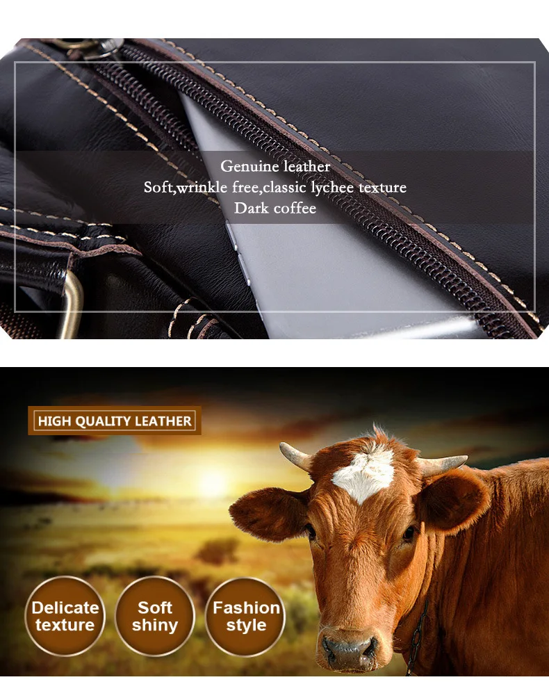 Leather chest bag with USB interface