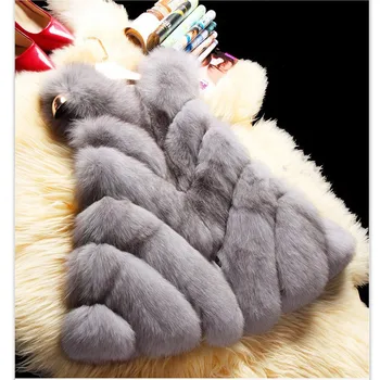 

Uwback Faux Fur Vest 2017 New Winter Long Faux Fox Fur Coat 3XL Slim Windbreak White/Pink Cloak Fur Vest Mujer TB1264