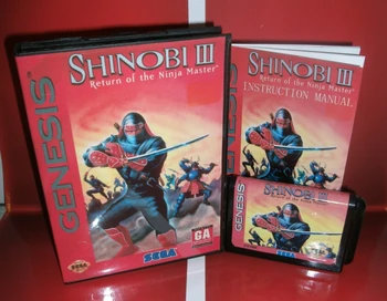 

Shinobi 3 - Return of the Ninja Master US Cover with box and manual For Sega Megadrive Genesis Video Game Console 16 bit MD card