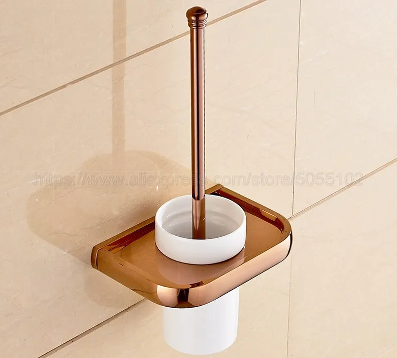 Rose Gold Brass Finish Bathroom Accessories Set,Paper Holder,Towel Bar,Soap Basket,Toilet Brush Holder,Bathroom Sets zba865 - Цвет: Toilet Brush Holder