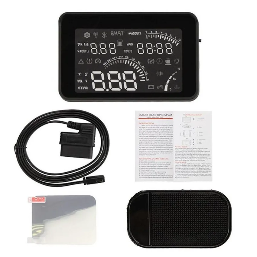 

car styling OBD II W03 HUD Projector Head Up Display of 4 Inch Smart Voice Car HUD OBDII Interface KM/h MPH Speeding Warning