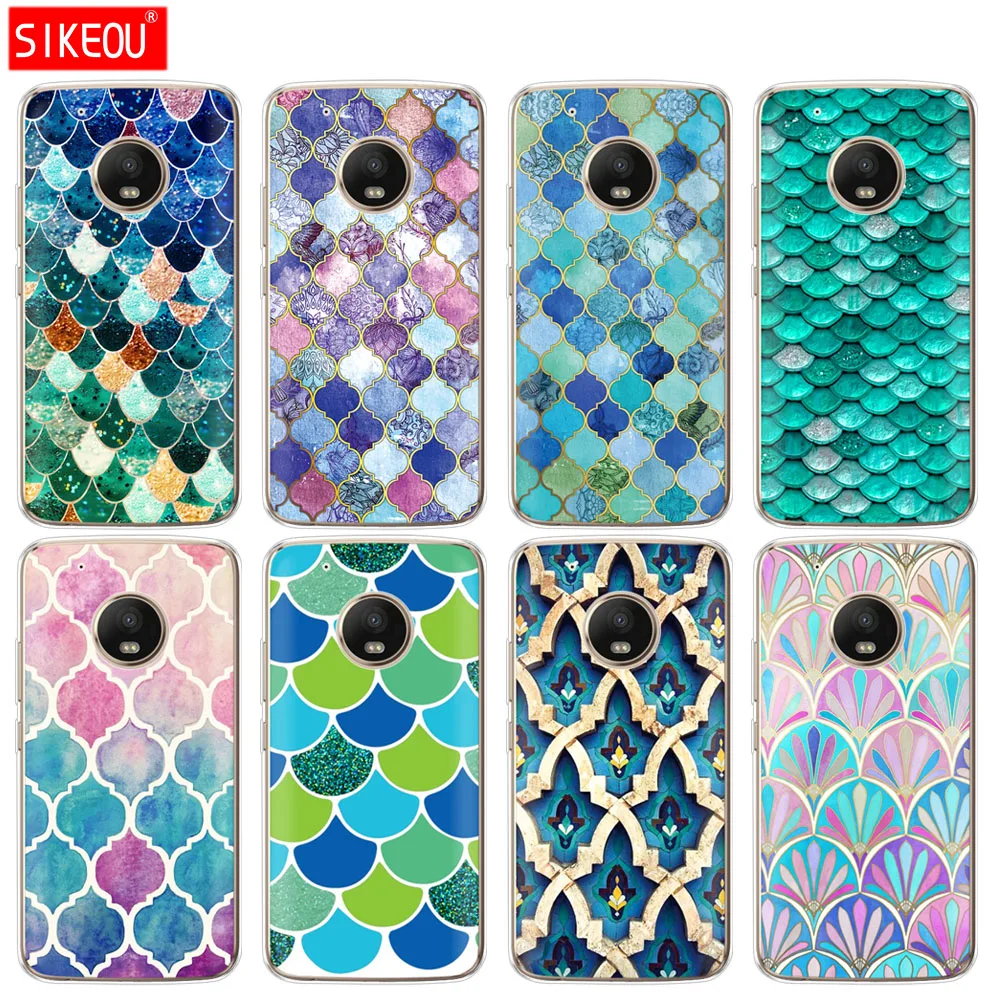 

silicone case phone cover For Motorola Moto G6 G5 G5S Z2 Z3 PLAY PLUS X4 E4 E5 C mermaid Moroccan Panama pattern