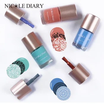 

8 Bottles NICOLE DIARY Stamping Polishes Set Spring Series Nail Art varnish Varnish Tips Color Kit