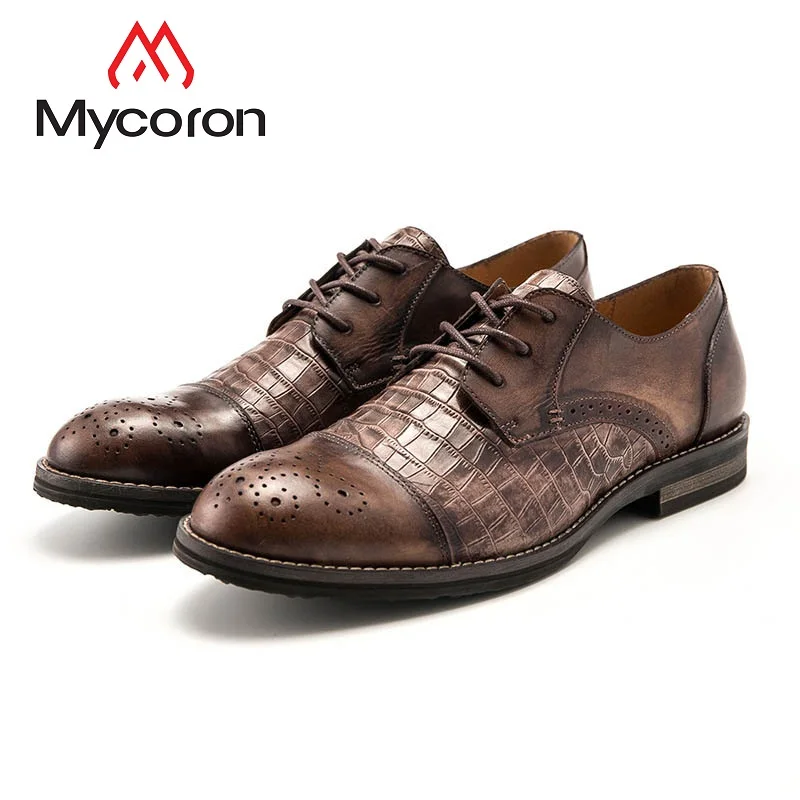 

MYCORON 2018 New Men Boots England Casual Single Shoes High Quality Leather Breathable Lace-Up Shoes Men Sapato Masculino