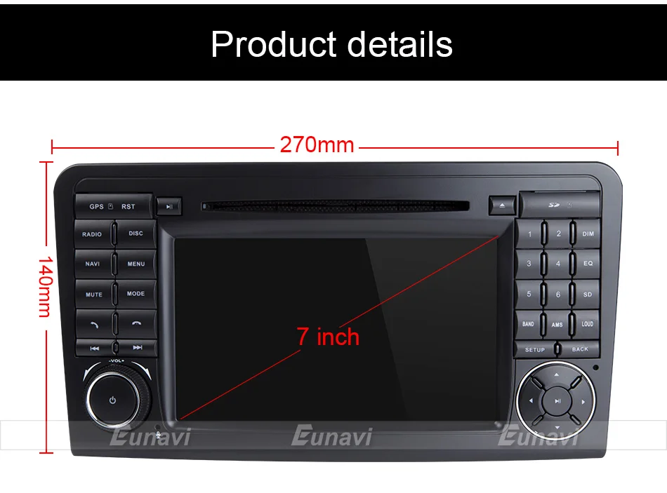 Cheap Eunavi Android 7.1 WiFi GPS Navi Quad Core Blotooth Stereo Car DVD Player For Benz ML CLASS W164 ML300 ML350 ML450 ML500 28