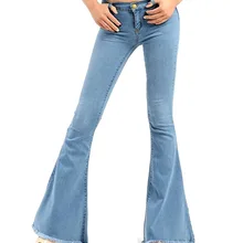 Женская Нижняя Современная Mid-rise Bell джинсы с кроем для женщин брюки, повседневные, но тянущиеся широкие брюки длинные светло-голубые джинсы брюки