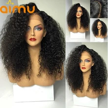 13X6 предварительно сорванные монгольская причудливая завивка фронта шнурка человеческих волос парики с волосами младенца 250 плотность девственные волосы парики для черных женщин