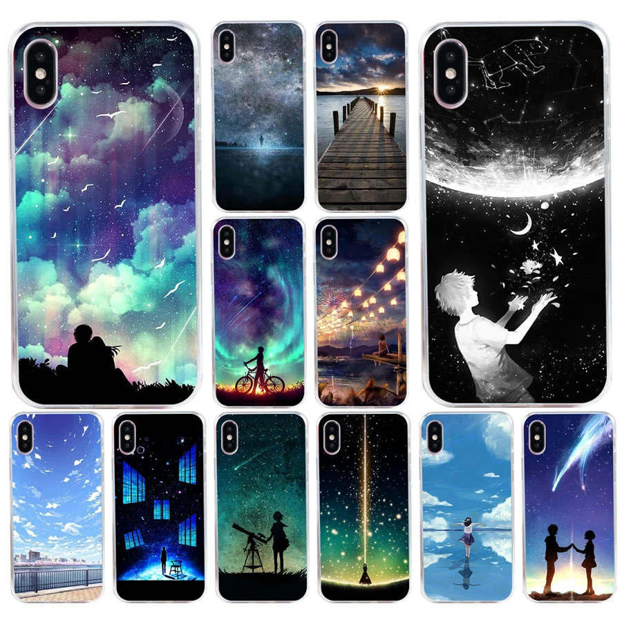 143H Starry Day Anime Custodia Morbida In Silicone Tpu Cover Per Iphone 5 5S Se X Xr Xs Max Case