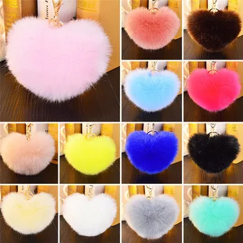 

1PCS Lovely Heart Shape Multicolor Fluffy Soft Heart Pompons Ball For Bag Handbag Pendant Bag Accessories